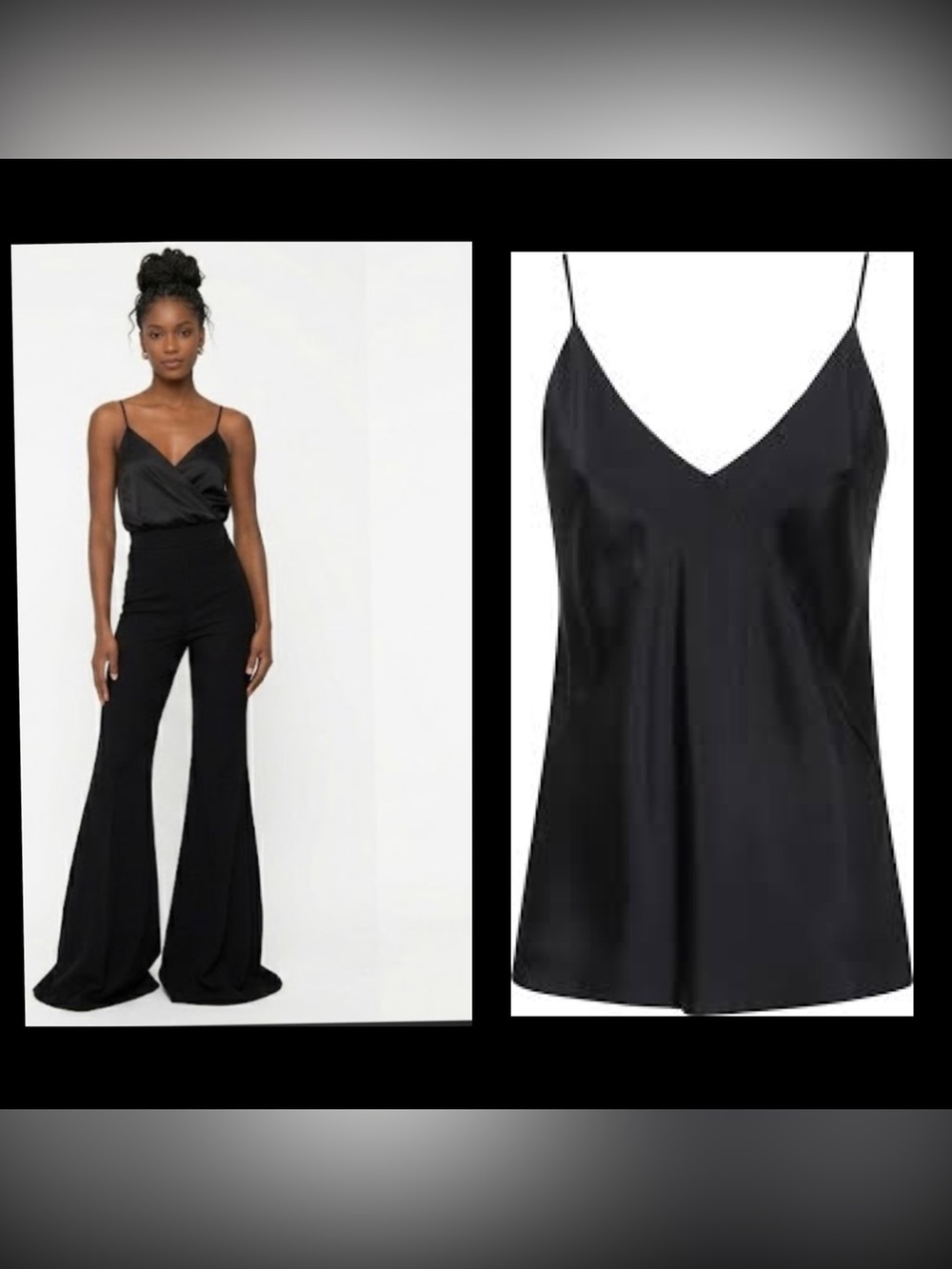 MaxMara Black V-Neck Diagonal Darts Slip Workwear Old Money Sleek Cami Top S